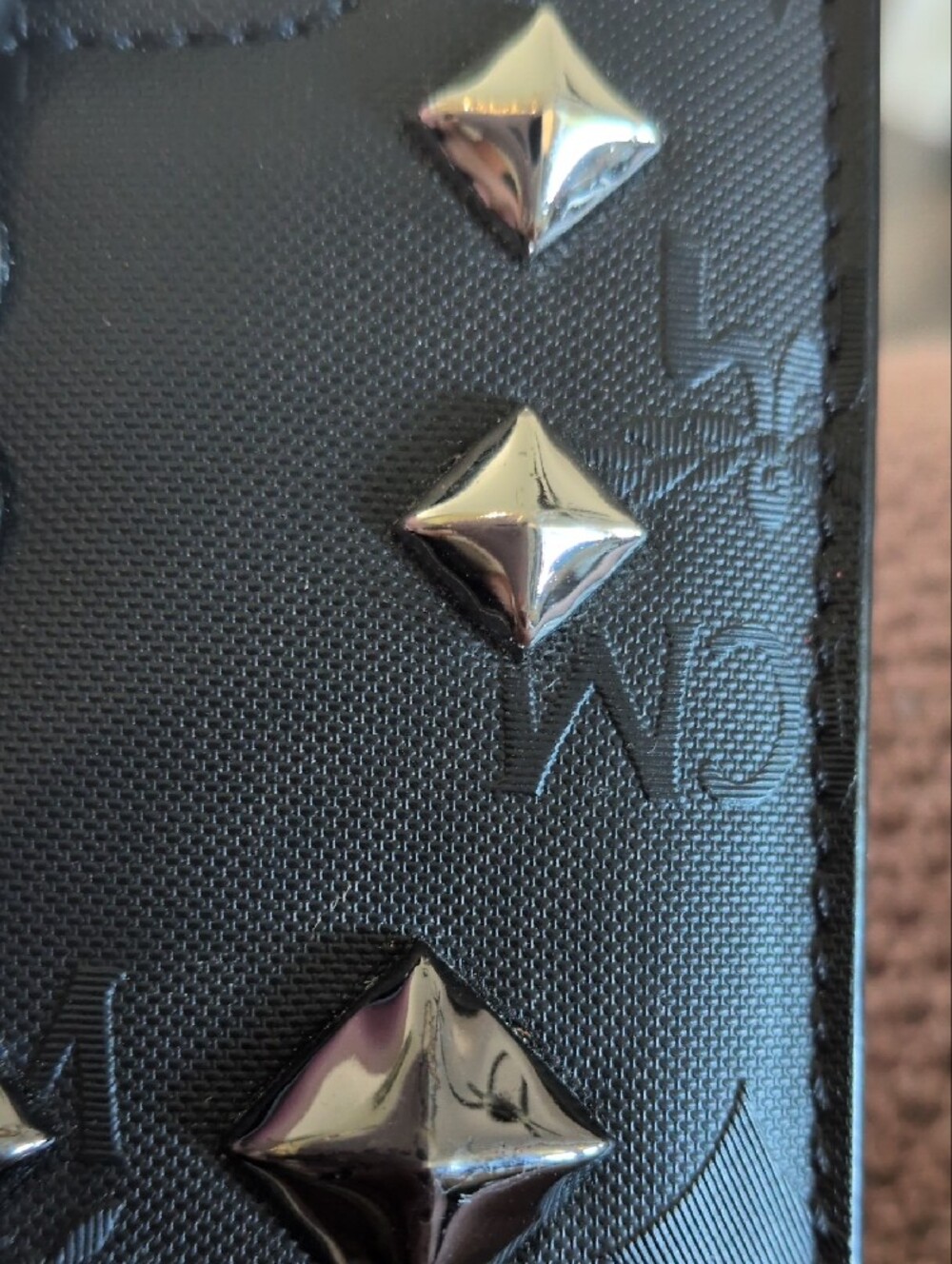 MCM Black Studded Visetos Phone Holder Card Wallet NWOT - Picture 5 of 7